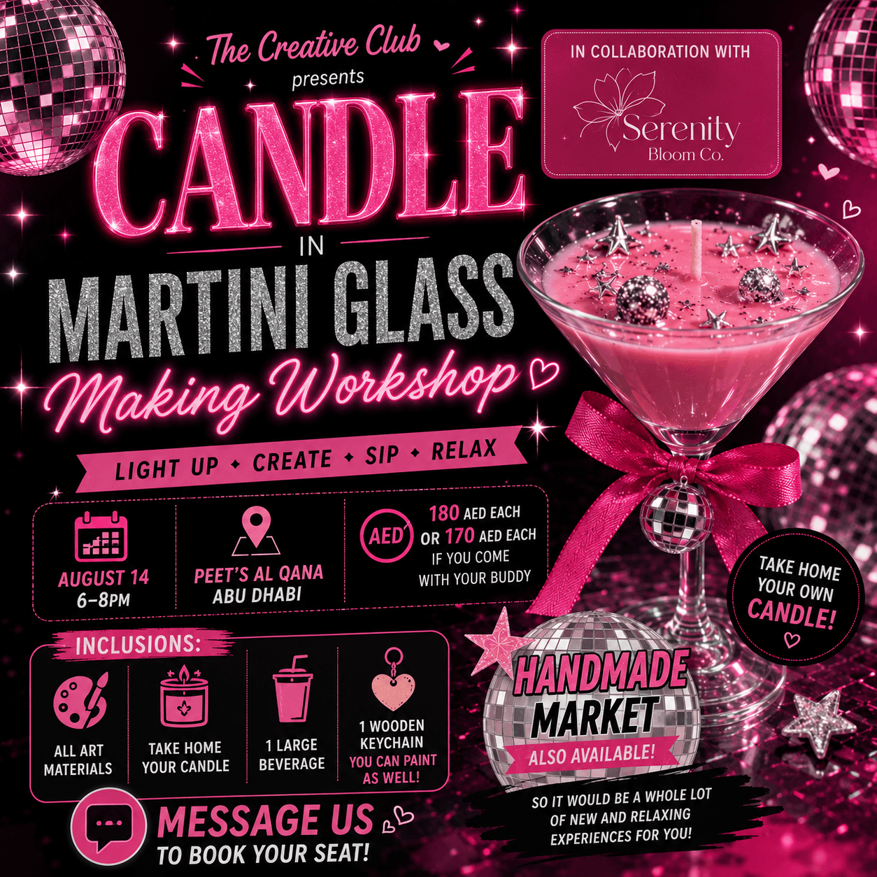 2+ Seats - Martini Candle Making Workshop