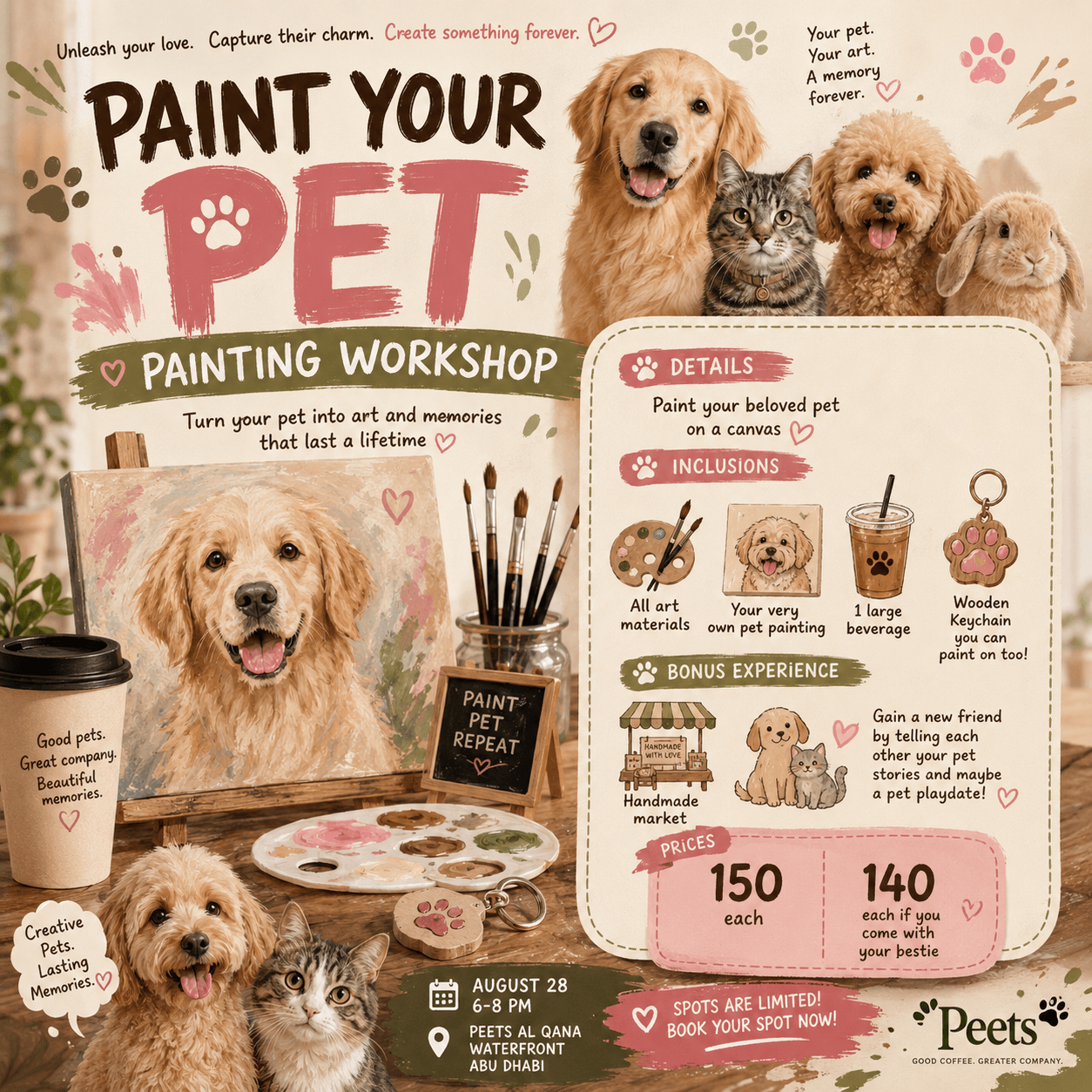 2+ Seats - Paint your Pet Workshop